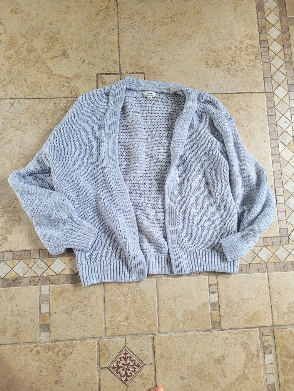 aerie Gray Open-Front Knit Cardigan Sweater